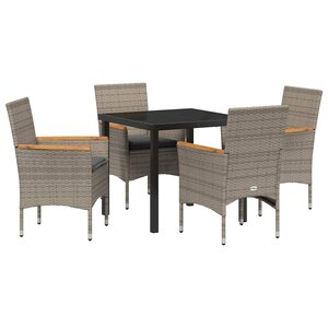 vidaXL Ensemble de salle à manger pour jardin 5 Pièces Gris polyrotin