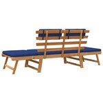 vidaXL Banc de jardin avec coussins 2-en-1 190 cm Bois solide d'acacia