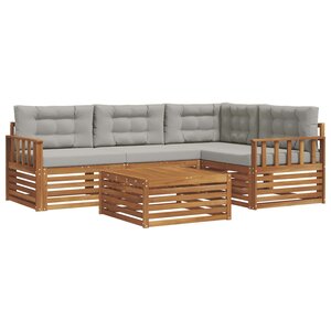 vidaXL Ensemble de canapés d'extérieur 5 pc Gris Naturel et Clair