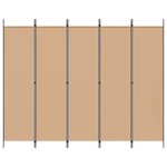 vidaXL Paravent 5 panneaux Beige 250 x 200 cm Tissu