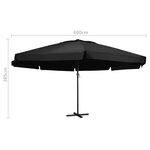 vidaXL Parasol d'extérieur avec mât en aluminium 600 cm Noir