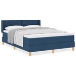 vidaXL Lit coffre avec matelas - Bleu  140 x 190 cm  tissu