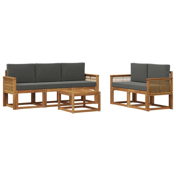 vidaXL Ensemble de canapés d'extérieur 6 Pièces Naturel et Anthracite