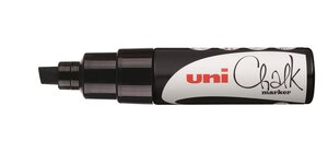 Marqueur craie Pointe biseautée large CHALK Marker PWE8K 8mm Noir x 6 UNI-BALL