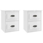 vidaXL Tables de chevet murales 2 Pièces blanc brillant 41 5x36x53 cm