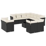 vidaXL Salon de jardin 12 Pièces avec coussins noir résine tressée