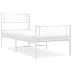 vidaXL Cadre de lit métal sans matelas et pied de lit blanc 100x190 cm