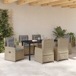 vidaXL Ensemble de salle à manger pour jardin 7 Pièces Beige polyrotin