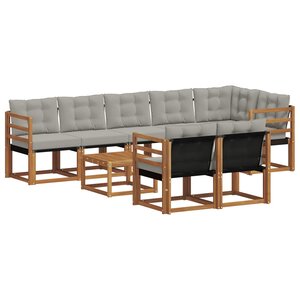 vidaXL Ensemble de canapés d'extérieur 9 Pièces Gris Naturel et Clair