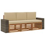 vidaXL Ensembles de canapés avec coussin 3 Pièces Bois d'Acacia Massif