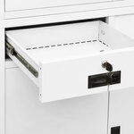 Armoire de bureau classique rangement dossiers 90 x 40 x 180 cm avec 3 étagères réglables en acier blanc 02_0046915