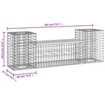 vidaXL Banc de jardin design gabion 183x41x60 5cm bois de pin imprégné