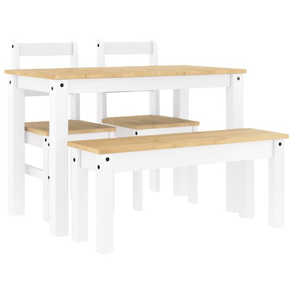 vidaXL Ensemble à manger Panama 4 Pièces blanc bois de pin massif