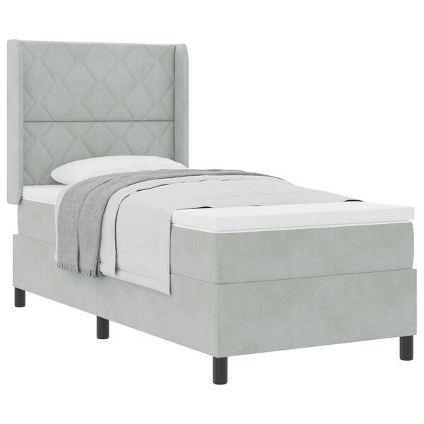 vidaXL Lit à ressorts avec matelas Gris clair 90 x 190 cm Velours