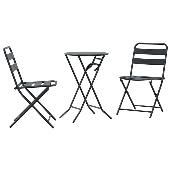 vidaXL Ensemble bistrot 3 Pièces Anthracite Acier