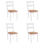 vidaXL Chaises à manger lot de 4 blanc bois d'hévéa massif