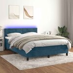 vidaXL Sommier à lattes de lit avec matelas LED Bleu foncé 140x190 cm