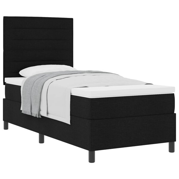 vidaXL Lit à ressorts avec matelas Noir 90 x 200 cm tissu
