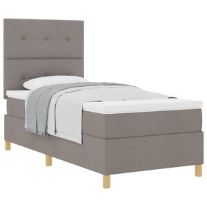 vidaXL Lit à ressorts avec matelas Taupe 90 x 190 cm tissu