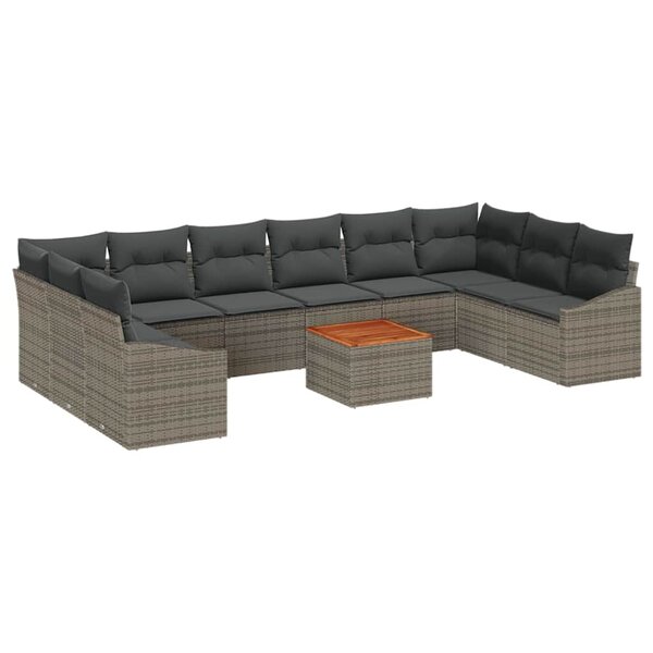 vidaXL Ensemble de canapé de jardin avec coussin 11 Pièces Gris polyrotin