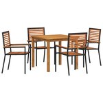 vidaXL Ensemble de salle à manger de jardin 5 Pièces Noir 85 x 85 x 74 cm