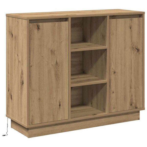 vidaXL Buffet LED Chêne artisanal 90 x 32 x 75 cm Bois d'ingénierie