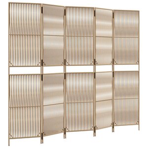 vidaXL Cloison de séparation 5 panneaux beige résine tressée