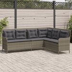 vidaXL Canapé de jardin avec coussins forme de L gris résine tressée