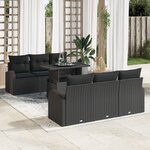 Canapé de jardin 7 pièces Noir Poly Rattan