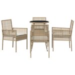 vidaXL Ensemble de salle à manger de jardin 5 pièces beige en polyrotin