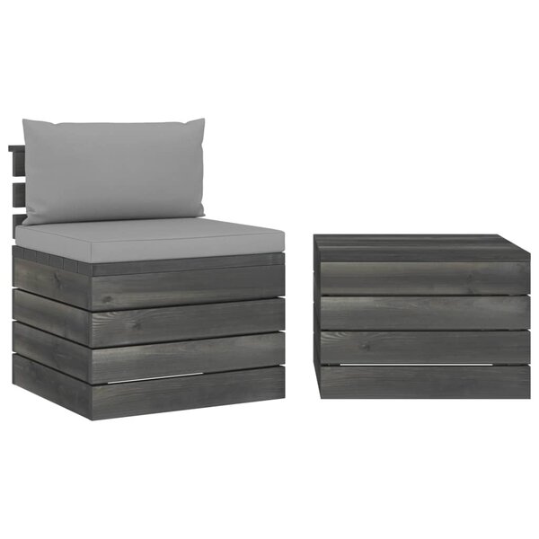 vidaXL Salon palette de jardin 2 Pièces avec coussins Bois de pin massif