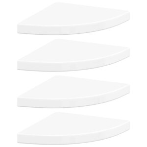 vidaXL Étagères d'angle flottantes 4Pièces blanc brillant 35x35x3 8cm MDF