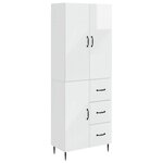 vidaXL Ensemble de Meubles 2 Pièces Blanc brillant 66 x 34 5 x 89 5 cm