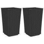 vidaXL Jardinières 2 Pièces noir 32 5x32 5x57 cm polypropylène