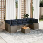 vidaXL Salon de jardin 8 Pièces avec coussins gris résine tressée