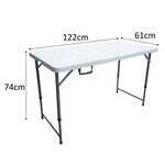 Table pliante - 120 cm - 4 personnes - Revetement en poudre en tubes d'acier, arrivée Ø 25 x 1 mm