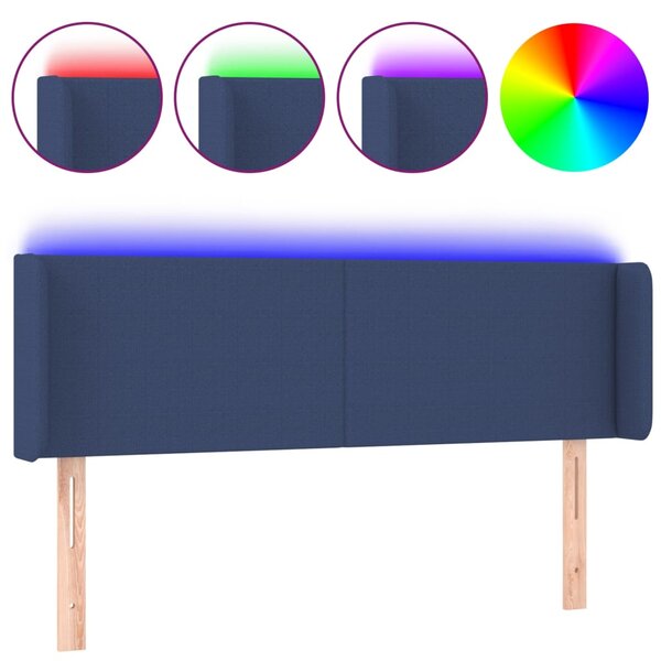 vidaXL Tête de lit à LED Bleu 147x16x78/88 cm Tissu