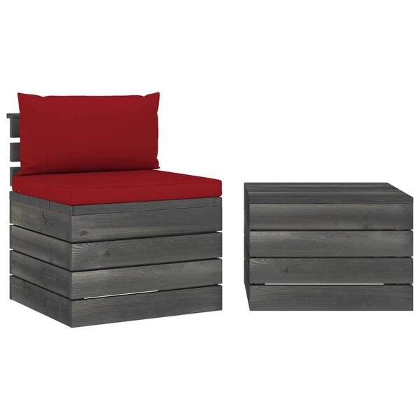 Salon de jardin palette meuble d'extérieur ensemble de mobilier 2 pièces avec coussins bois de pin massif 02_0018543