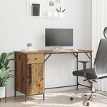vidaXL Bureau d'ordinateur avec tiroir Bois Ancien 131 x 48 x 75 cm