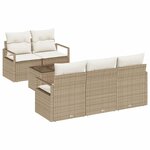 vidaXL Ensemble de canapé de jardin 6 Pièces Beige et crème polyrotin