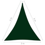 vidaXL Voile de parasol Tissu Oxford triangulaire 3x4x4 m Vert foncé