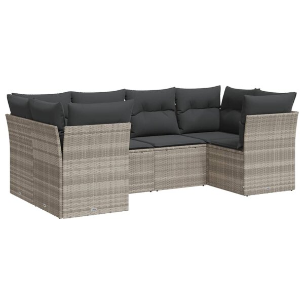 vidaXL Salon de jardin 6 Pièces avec coussins gris clair résine tressée