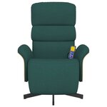 vidaXL Fauteuil inclinable de massage et repose-pieds vert foncé tissu