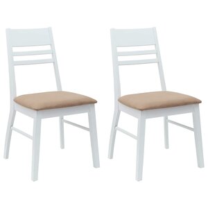vidaXL Chaises de salle à manger 2 pc Bois de Caoutchouc Massif Blanc