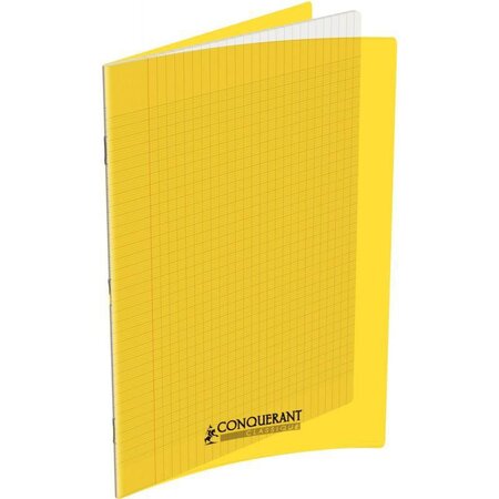 Cahier 140 pages seyès 90 g  couverture polypropylène jaune  format 24 x 32 cm CONQUERANT
