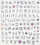 Stickers alphabet fleuri de 0 7 à 1 cm x 109 pièces