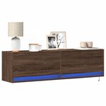 vidaXL Meuble TV mural avec lumières LED chêne marron 140x31x38 cm