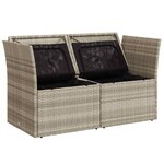 vidaXL Canapé de jardin 2 places et coussins gris clair résine tressée