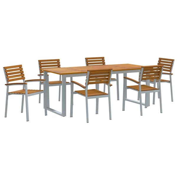 vidaXL Ensemble de salle à manger pour jardin 7 Pièces Gris et marron