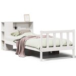 vidaXL Lit bibliothèque sans matelas blanc 75x190cm bois de pin massif